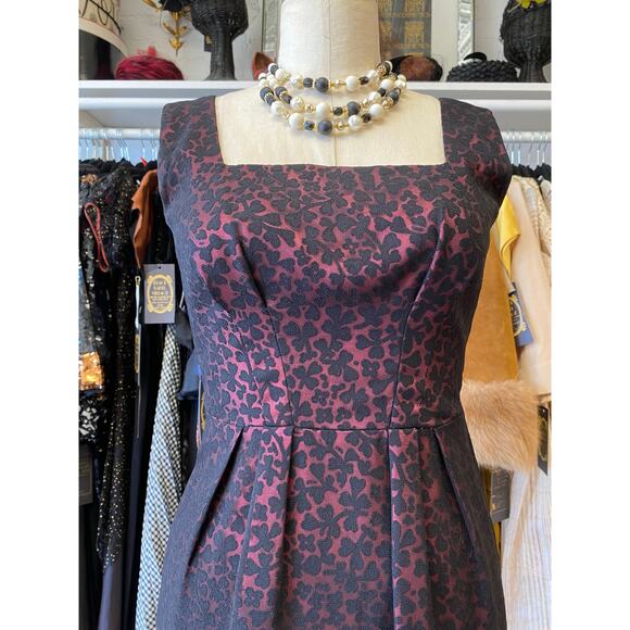 Vintage 1950s 2 piece dress and jacket burgundy and black, s/m, mrs maisel, mcm - Picture 3 of 10